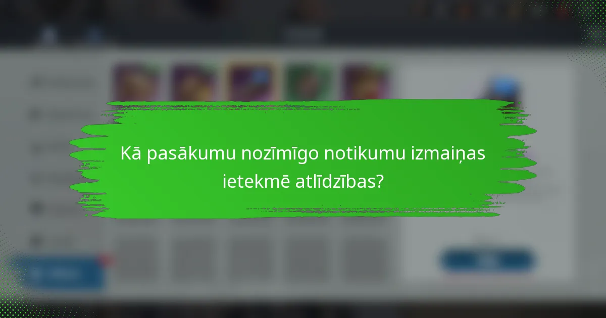 Kā pasākumu nozīmīgo notikumu izmaiņas ietekmē atlīdzības?