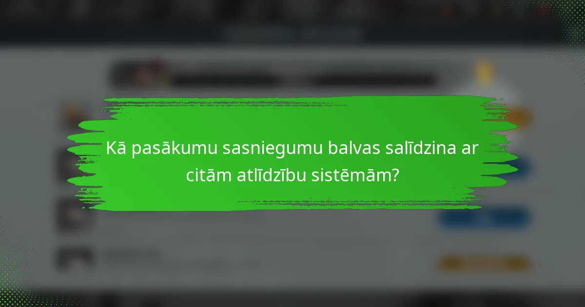 Kā pasākumu sasniegumu balvas salīdzina ar citām atlīdzību sistēmām?