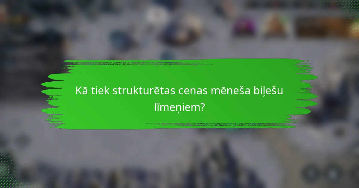 Kā tiek strukturētas cenas mēneša biļešu līmeņiem?