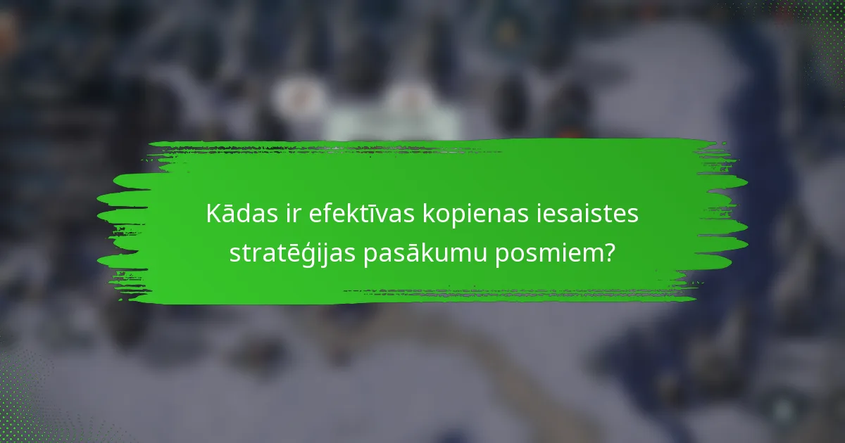 Kādas ir efektīvas kopienas iesaistes stratēģijas pasākumu posmiem?