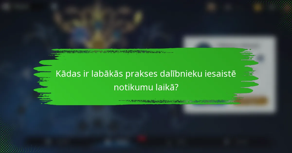 Kādas ir labākās prakses dalībnieku iesaistē notikumu laikā?
